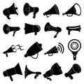 Megaphone speaker icons set