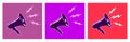 Cheer Megaphone Loud Speaker Bullhorn Vector Icon Template. Art. Pop art