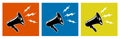 Cheer Megaphone Loud Speaker Bullhorn Vector Icon Template. Art. Pop art