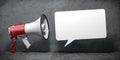 Megaphone with speech bubble for announcement text. Marketing and communication
