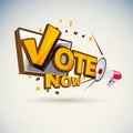 Megaphone with `Vote` Vote today concept Typographic -