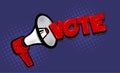 Megaphone vote 2020 USA comic text speech bubble pop art Royalty Free Stock Photo