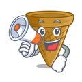 With megaphone wafer cone character cartoon Royalty Free Stock Photo