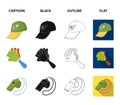 Megaphone, whistle and other attributes of the fans.Fans set collection icons in cartoon,black,outline,flat style vector