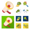 Megaphone, whistle and other attributes of the fans.Fans set collection icons in cartoon,flat style vector symbol stock