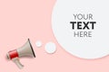 Megaphone white bubble for social media marketing concept. Place your text here. Vector announce for marketing. Royalty Free Stock Photo