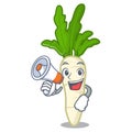 With megaphone white radish in the character shape