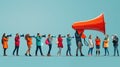 Megaphones amplify the voices of people protesting for change, communicating their messages loudly, often supported by Royalty Free Stock Photo