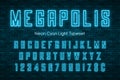 Megapolis neon light alphabet, realistic extra glowing font Royalty Free Stock Photo