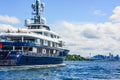 Megayacht underway on Elliott Bay