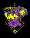 Megazord transformer sacred geometry head for t-shirt and sticker design Royalty Free Stock Photo