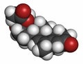 Megestrol acetate appetite stimulant drug molecule. Also used as cancer drug in in combination contraceptives. Atoms are. Royalty Free Stock Photo