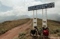 Meghri Pass with a bike for biketouring in the mountains of Armenia Royalty Free Stock Photo