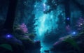 Megical dreamy outer space forest, Generative AI Illustration Royalty Free Stock Photo