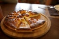 Megrelian Khachapuri on wooden plate