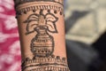 Mehandi tatu in hand work Royalty Free Stock Photo