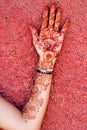 Mehendi art or Heena Tattoo on the hand Royalty Free Stock Photo