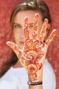 Mehendi on the hand of pretty girl