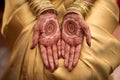 Mehendi Henna pattern on Malayalee bride Royalty Free Stock Photo