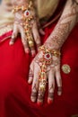 Mehendi painted on the hands of girls Royalty Free Stock Photo