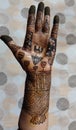 Mehendi tatooed hand of Indian bride on her wedding eve, Mauritius, Africa Royalty Free Stock Photo