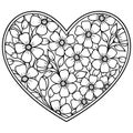 Mehndi flower pattern in form of heart for Henna drawing and tattoo. Decoration in ethnic oriental, Indian style. Coloring book