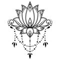 Mehndi lotus flower pattern for Henna drawing and tattoo. Decoration in ethnic oriental, Indian style