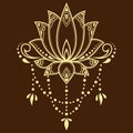Mehndi lotus flower pattern for Henna drawing and tattoo. Decoration in ethnic oriental, Indian style