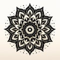 Bold Stencil Mandala Flower: Hand-drawn Black And White Illustration