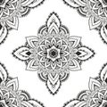 Mehndi mandala pattern for Henna drawing and tattoo. Decoration in ethnic oriental Indian style. Indian floral frame for coloring
