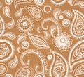 Mehndi white henna painting seamless pattern