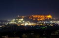 mehrangarh fort with city night landscape view with lights at night Royalty Free Stock Photo