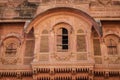 Historic Mehrangarh Fort red sandstone architecture artwork details at Jodhpur, Rajasthan, India Royalty Free Stock Photo