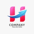 Letter H arrow gradient logo design Royalty Free Stock Photo