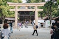 Meiji-jingu shrine, located in Shibuya, landmark and popular for tourist attractions. 6 April 2018, Tokyo, Japan