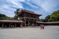 Meiji-jingu shrine, located in Shibuya, landmark and popular for tourist attractions. 6 April 2018, Tokyo, Japan