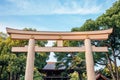 Meiji Jingu shrine Torii gate in Tokyo, Japan Royalty Free Stock Photo