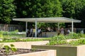 Meise, Flanders - Belgium - Food garden and patio with group of people together at the botanical garden