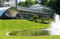 Meise, Flanders - Belgium - The Plant Palace greenhouse and fountain of the botanical garden