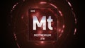 Meitnerium as Element 109 of the Periodic Table 3D illustration on red background Royalty Free Stock Photo