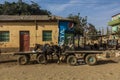 MEKELE, ETHIOPIA - MARCH 27, 2019: Horse carriages on a street in Mekele, Ethiop