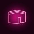 Mekka mosque neon icon. Elements of Religion set. Simple icon for websites, web design, mobile app, info graphics