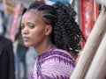 MEKNES, ETHIOPIA, APRIL 29th.2019, Ethiopian women in the city have beautiful clothes and have artistic hairstyles, April 29th.