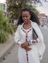 MEKNES, ETHIOPIA, APRIL 28th.2019, Ethiopian women in the city have beautiful clothes and have artistic hairstyles, April 28th.