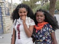 MEKNES, ETHIOPIA, APRIL 28th.2019, Ethiopian women in the city have beautiful clothes and have artistic hairstyles, April 28th.