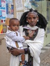 MEKNES, ETHIOPIA, APRIL 28th.2019, Ethiopian women in the city have beautiful clothes and have artistic hairstyles, April 28th.