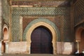 MEKNES, MOROCCO - JUNE 01, 2017: Bab Mansour Gate in Meknes the gate finished in 1732. Meknes is one of the four Imperial cities Royalty Free Stock Photo