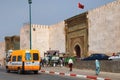 MEKNES, MOROCCO - JUNE 01, 2017: Gate in the old wall near Bab Mansour Gate in Meknes. Meknes is one of the four Imperial cities