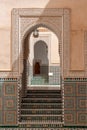 MEKNES, MOROCCO - MARCH 29, 2023 - Famous mausoleum of Moulay Ismail in downtown Fes