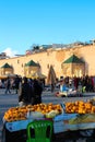 People in national clothing at the Moroccan market, located on El Hedim square